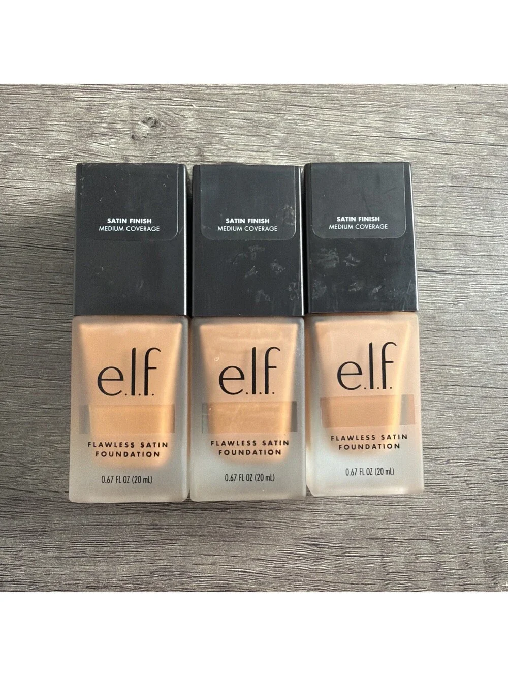 3 x ELF Flawless Satin Foundation (450) Caramel #83115 NEW Lot of 3